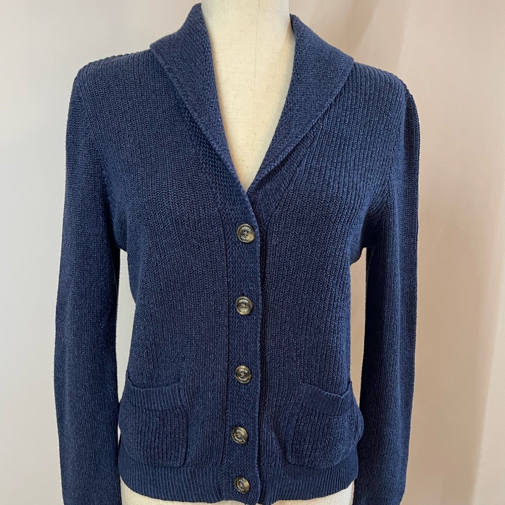 Chaps - Blue Shawl Collar Cardigan Sweater